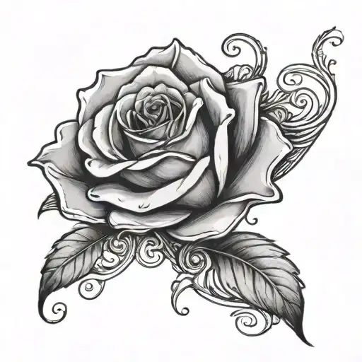 Design a tattoo featuring a beautiful rose intertwined with a pair of delicate panties, symbolizing femininity and sensuality tattoo design idea