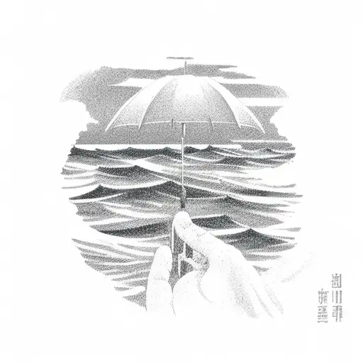 A serene ocean scene with a silhouette of a healthcare professional in the foreground tattoo design idea