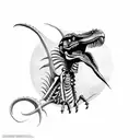 velociraptor skeleton tattoo design idea