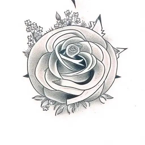 nightingale with a flower write 4ever 4me tattoo design idea