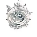 nightingale with a flower write 4ever 4me tattoo design idea