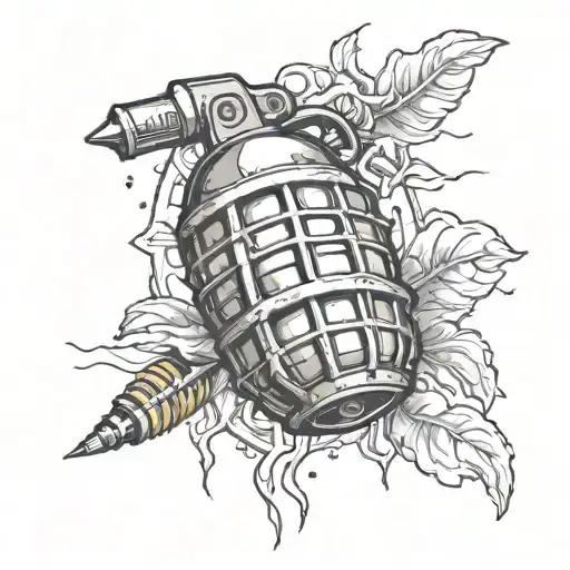 The presence of a grenade tattoo design idea