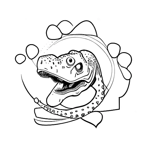 the letter c with a heart and the letter k with a dinosaur tattoo design idea