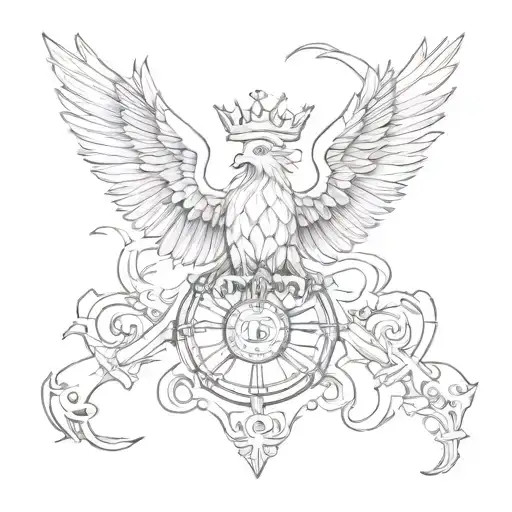 Incorporate symbols of power (a crown or sword), money (a briefcase of cash or gold coins), respect (a handshake or eagle), and luxury (a fancy watch or sports car) into a sketch-style tattoo tattoo design idea
