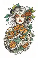 a full hand tattoo of Mother Earth and below that a forest story of nature and animals till wrist tattoo design idea