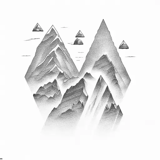 a gold mine in the mountains  tattoo design idea