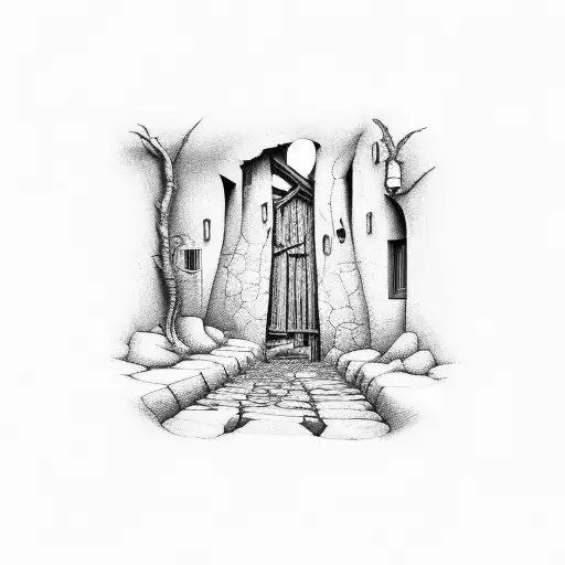 An entrance to a gold mine tattoo design idea
