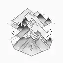 a gold mine in the mountains  tattoo design idea