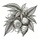 lemons with cannabis leaves growing tattoo design idea