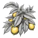 lemons with cannabis leaves growing tattoo design idea