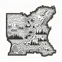 outline of Michigan map that shows grands to Detroit  tattoo design idea
