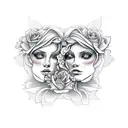 gemini with roses tattoo design idea