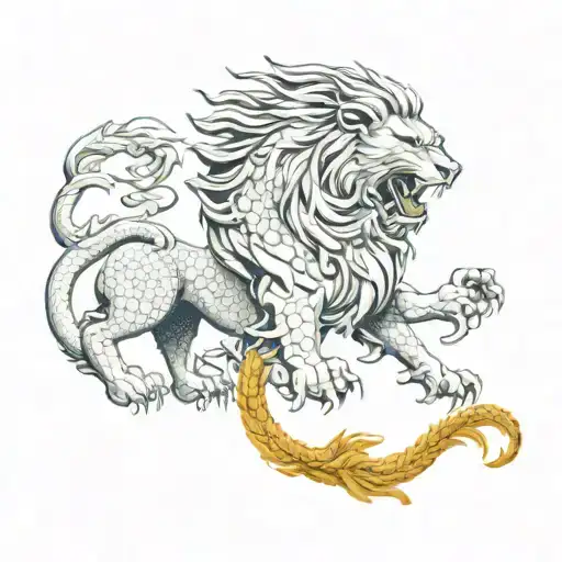 lion and dragon tattoo design idea