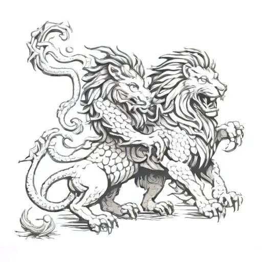 lion and dragon tattoo design idea