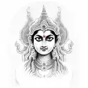 Durga devi with temple  tattoo design idea