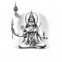 Durga devi with temple  tattoo design idea