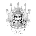 Durga devi with temple  tattoo design idea