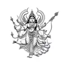 Durga devi with temple background in himayalas tattoo design idea