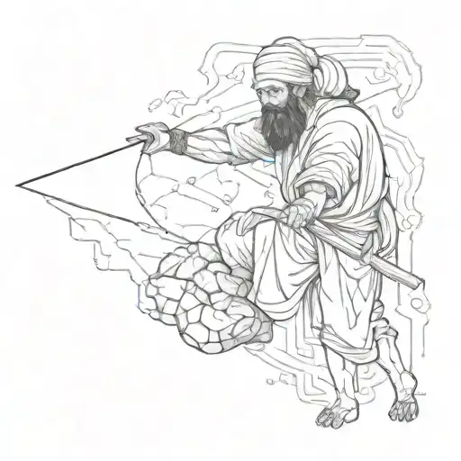 sikhif pushing a stone tattoo design idea