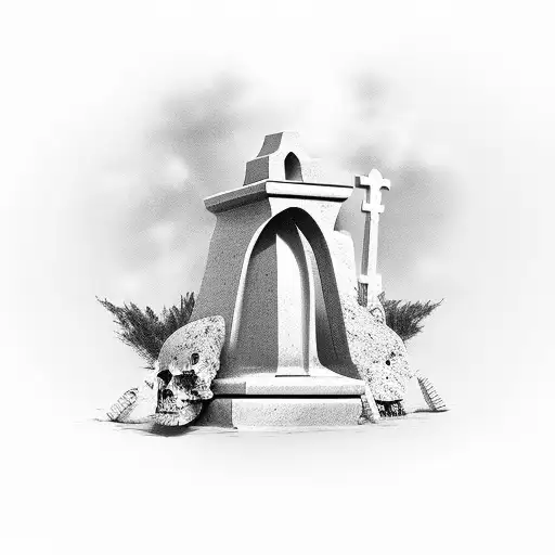  headstone with "until death" written across it  tattoo design idea