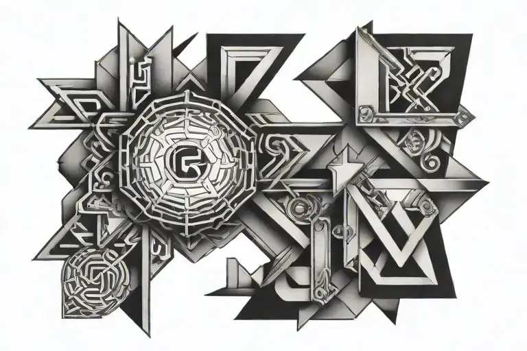 Medium geometric with the letters tattoo design idea