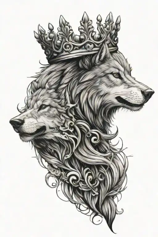 Wolf Crown Date of birth tattoo design idea