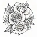 rose with 3 kid names incorporated tattoo design idea