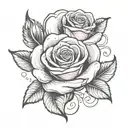 rose with 3 kid names incorporated tattoo design idea