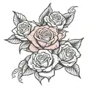rose with 3 kid names incorporated tattoo design idea