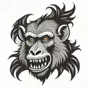 baboon head with teeth tattoo design idea