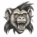 baboon head with teeth tattoo design idea