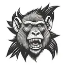 baboon head with teeth tattoo design idea