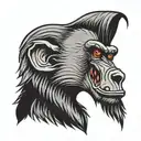 baboon head with teeth tattoo design idea