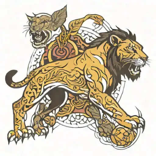 Lebron James block and lions  tattoo design idea