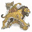 Lebron James block and lions  tattoo design idea