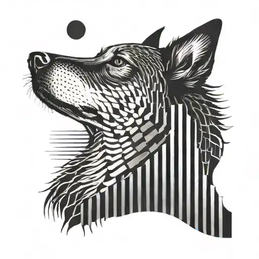 A dog howling at the moon made of piano keys tattoo design idea