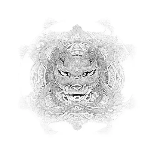 Intricate mandala design with a hidden dragon tattoo design idea