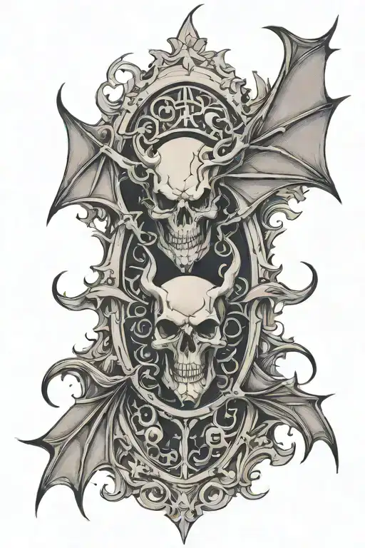 Deathbat black and grey tattoo design idea