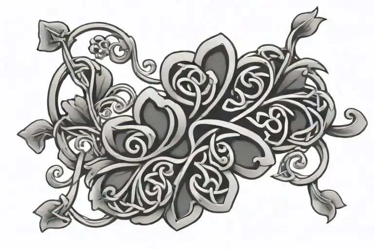 celtic knot band tatto with clear shamrocks interwoven. tattoo design idea
