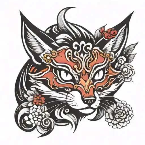 mascara kitsune tattoo design idea