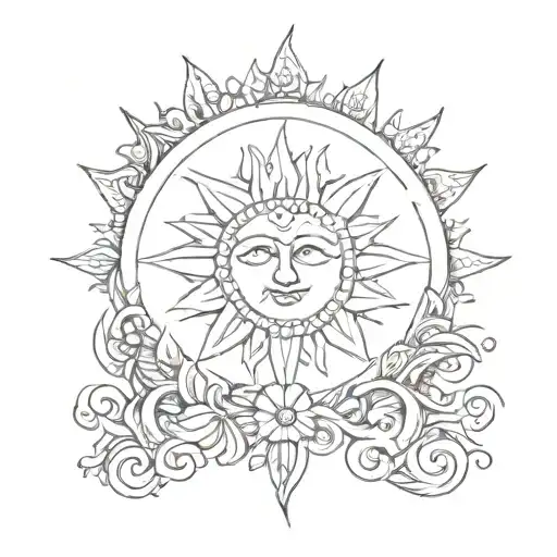 sun, life, hippies, joy tattoo design idea