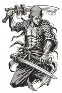 one pise zoro agressive tattoo design idea