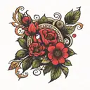 a ring of red Amaranth  tattoo design idea
