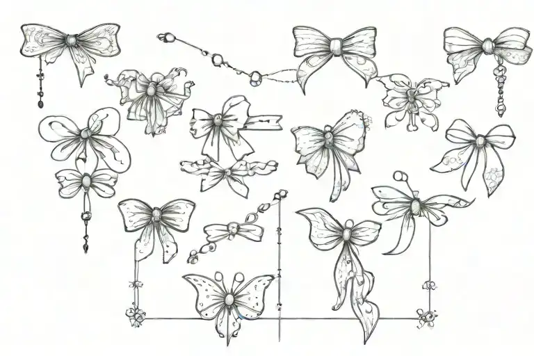 Gothic chic bows and lace patterns tattoo design idea