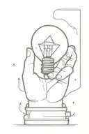 hand holding lighting bolt inside of a lightbulb tattoo design idea