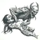 demon eating a woman's corpse  tattoo design idea