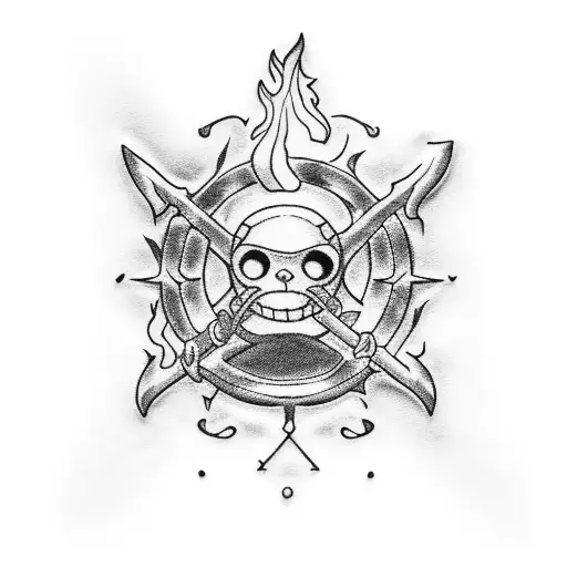 One Piece Ace Flame tattoo design idea