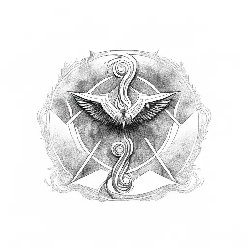 Phoenix cross tattoo design idea