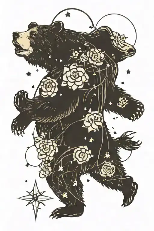 bear and ursa major constellation tattoo design idea