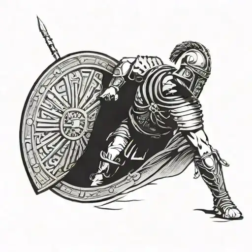  **Roman Soldier with a Shield**: Picture a Roman warrior holding a shield inscribed with the verse or a part of it, suc tattoo design idea